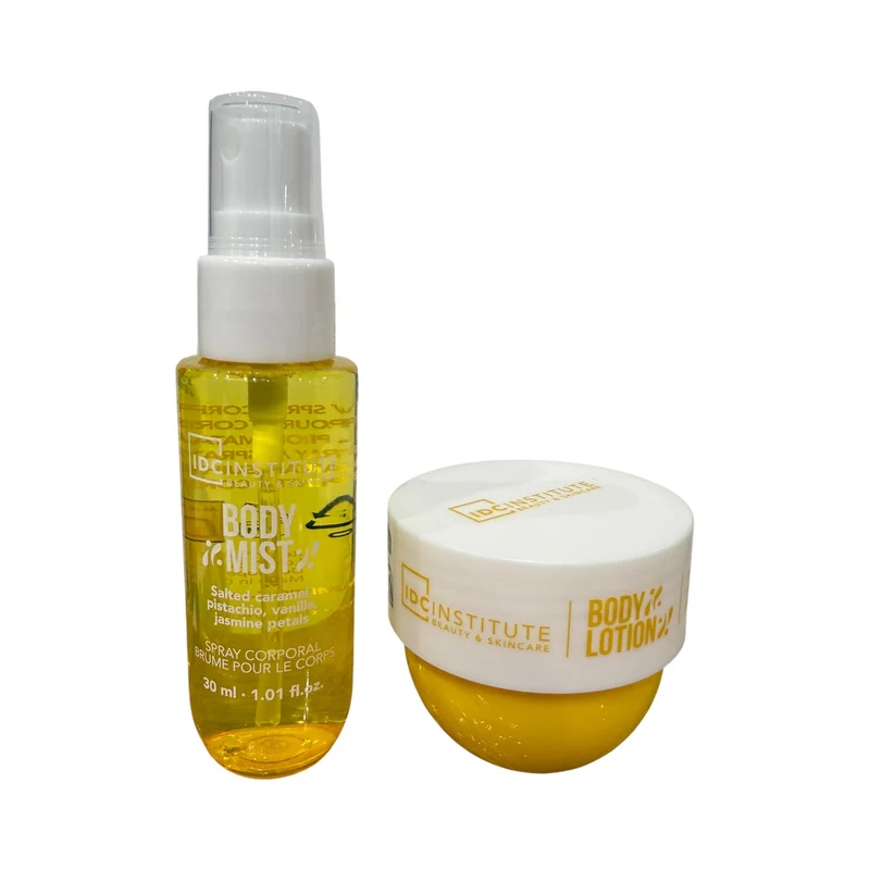 IDC Institute Beauty e Skincare Crema Corpo 30ml e Acqua Profumata 50 ml - Caramello Salato, Pistacchio e Vaniglia