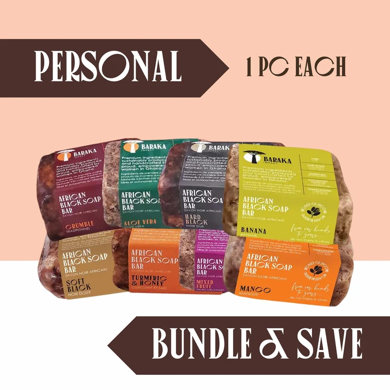 Black Soap Collection — 8 Handmade Bars from Ghana