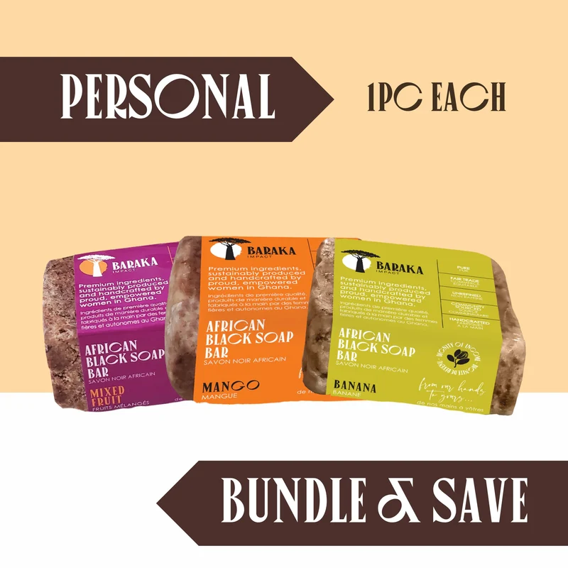 Tropical Fruit Black Soap Set — 3 Handmade Bars from Ghana