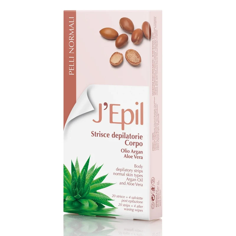 J'Epil Strisce Depilatorie Corpo Olio di Argan e Aloe Vera Per Pelli Normali