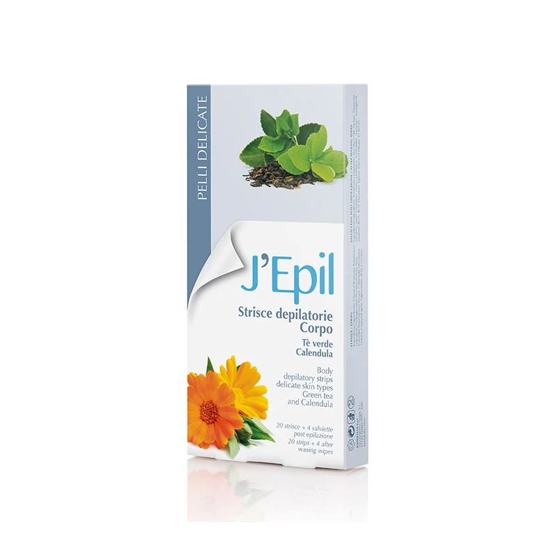 J'Epil Strisce Depilatorie Corpo al Tè Verde e Calendula Per Pelli Delicate