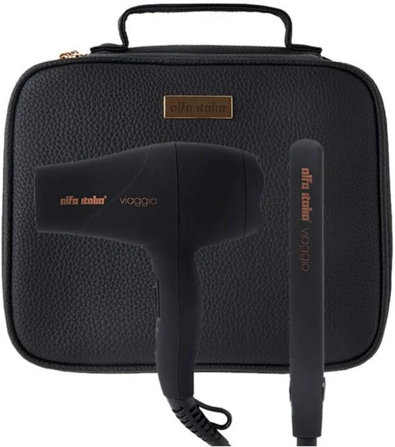 Alfa Italia Travel Hairdryer + Styler Nero