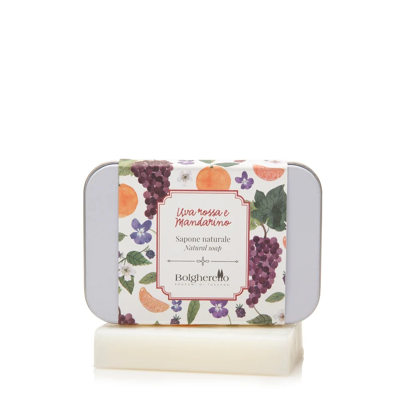 Confezione regalo con sapone naturale uva rossa e mandarino