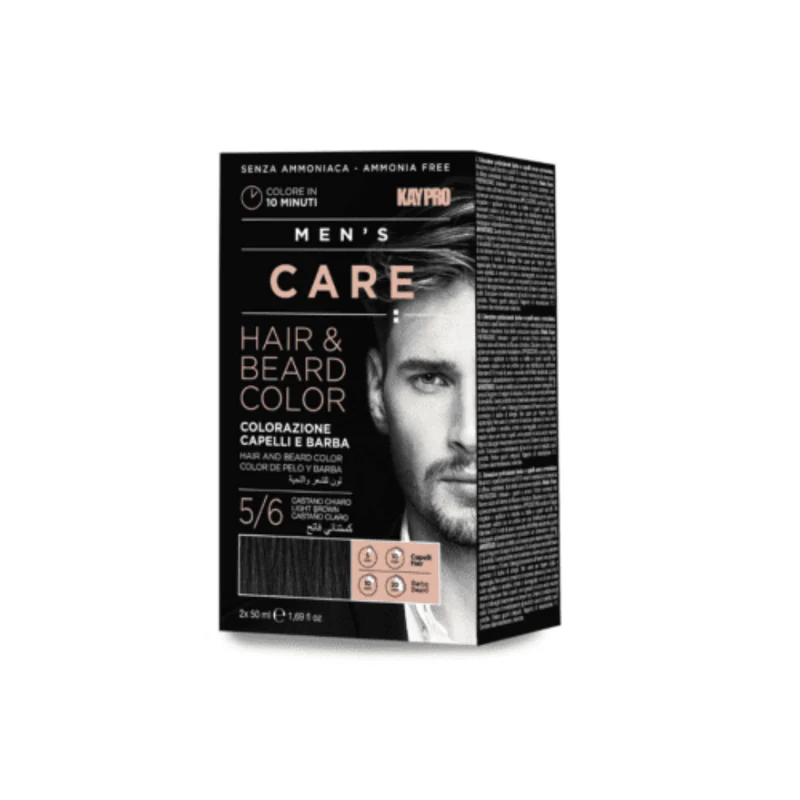 Kaypro Men's Care Colorazione Capelli e Barba - 5/6 Castano Chiaro 2x50ml