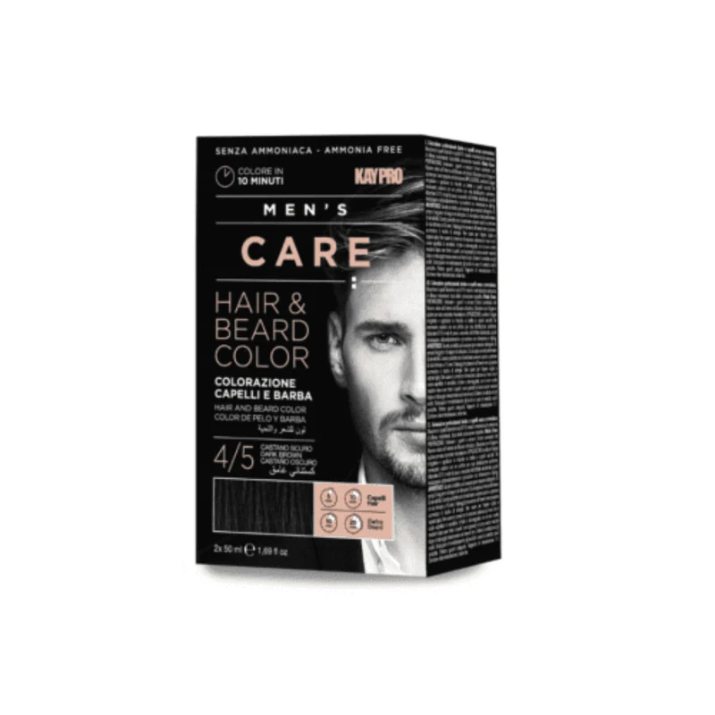 Kaypro Men's Care Colorazione Capelli e Barba - 4/5 Castano Scuro 2x50ml