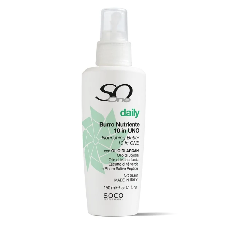 Soco Daily Burro Nutriente 10 in Uno Olio di Argan,Olio di Jojoba,Olio di Macadamia,Estratto di Tè verde e Pisum Sative Peptite 150ml