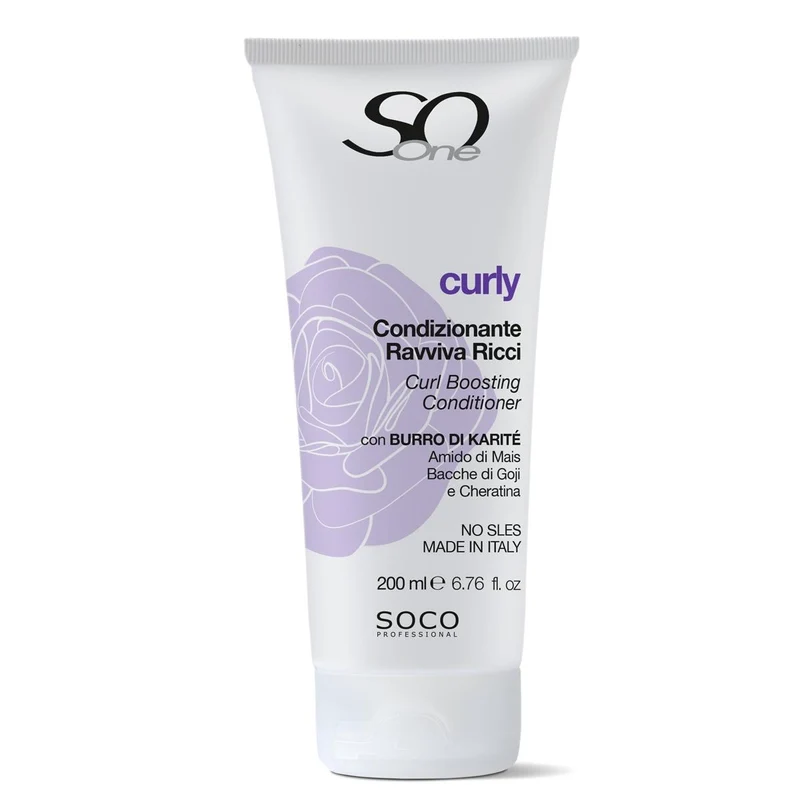 Soco Curly Condizionante Ravviva Ricci Burro di Karitè,Amido di Mais,Bacche di Goji e Cheratina 200ml