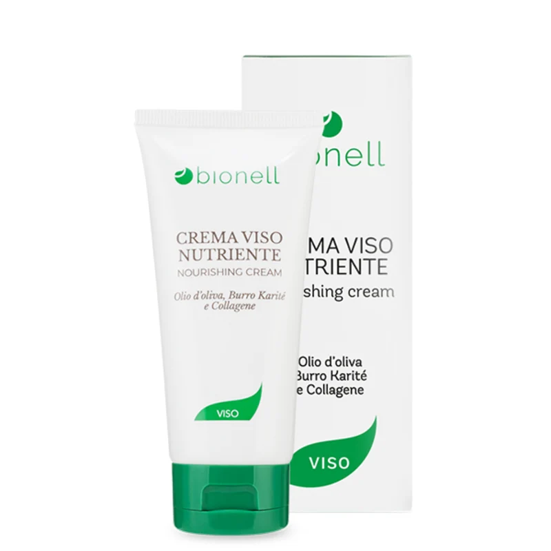Bionell Crema Viso Nutriente - Olio d'oliva, Burro di Karitè e Collagene 50ml