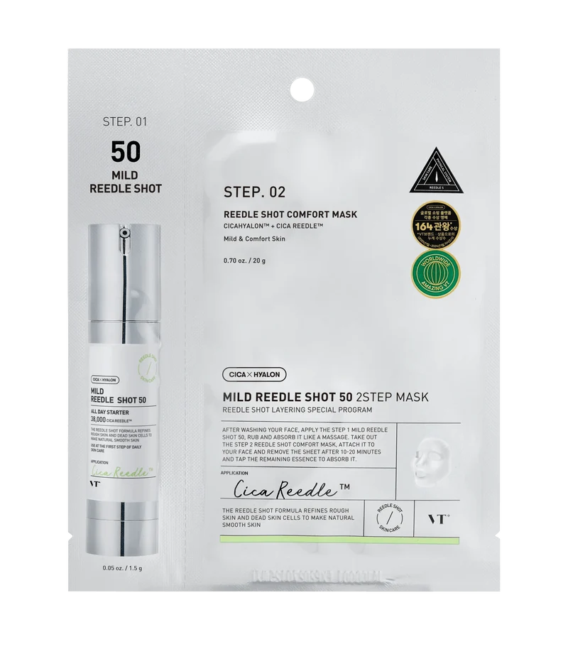 VT COSMETICS Mild Reedle Shot 50, 2-Step Mask 20g - Maschera viso in due step