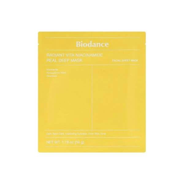 BIODANCE Radiant Vita Niacinamide Real Deep Mask 34g - Maschera viso illuminante in idrogel