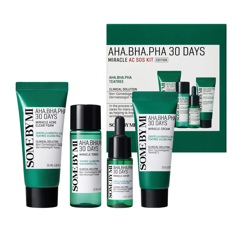 SOME BY MI AHA/BHA/PHA 30 Days Miracle AC SOS Kit 4 pcs - kit viaggio sos acne