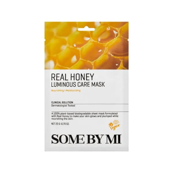 SOME BY MI Real Honey Luminous Care Mask 20g - Maschera viso di tessuto illuminante al miele