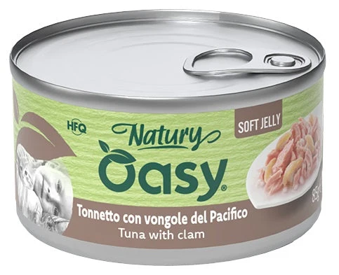 Oasy Wet Cat Natury Soft Jelly Tonnetto con Vongole Lattina 85 g