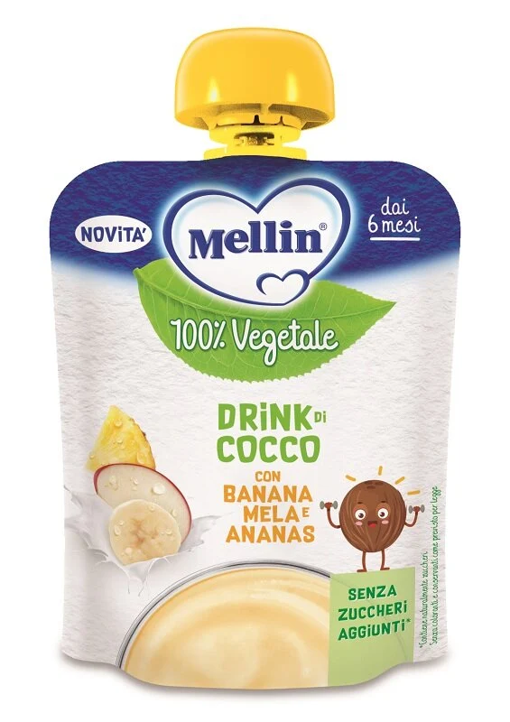 Mellin Puch 100% Vegetale gusto cocco ananas mela e banana 6 mesi+ 90g