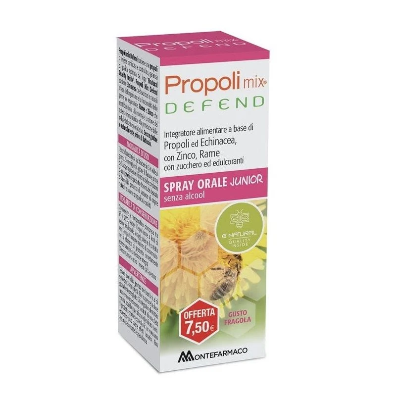 Propoli Mix Defend Spray Orale Junior Analcolico 30ml Gusto Fragola