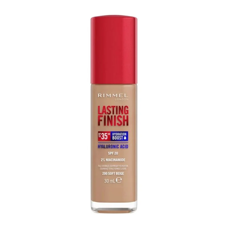 Rimmel Fondotinta Lasting Finish 35h Con Acido Ialuronico 200 Soft Beige 30ml
