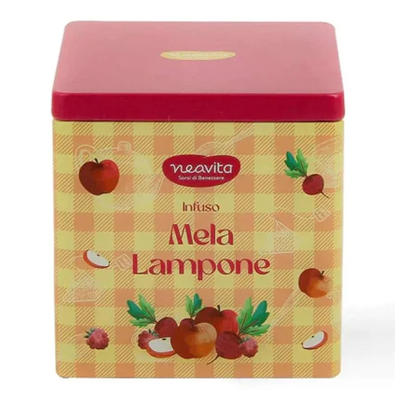 Neavita Infuso Mela E Lampone Bio 10 Filtroscrigno In Square Tin Happy Fruits Giallo