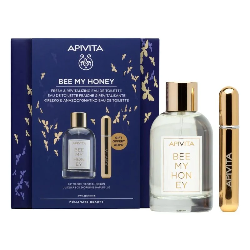 Apivita Bee My Honey EDT Rivitalizzante 100ml con Spray Ricaricabile 8ml