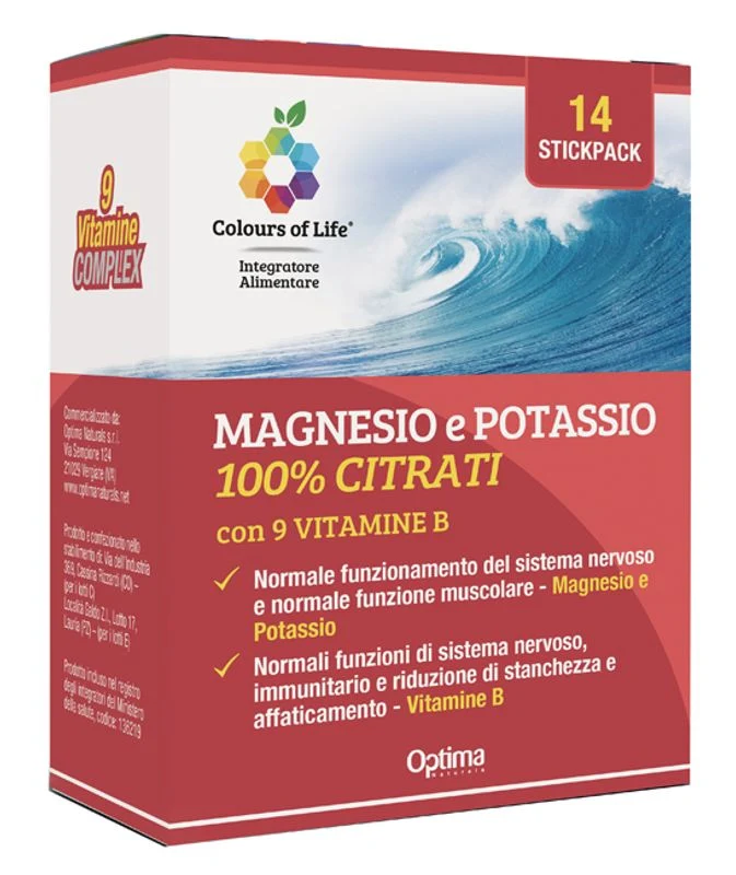 Colours Of Life Magnesio E Potassio 100% Citrati Con 9 Vitamina B 14 Stickpack