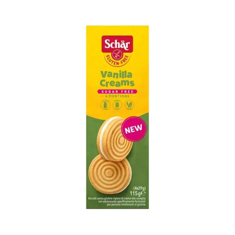 Schar Biscotti Con Crema Di Vaniglia Senza Zucchero 115g