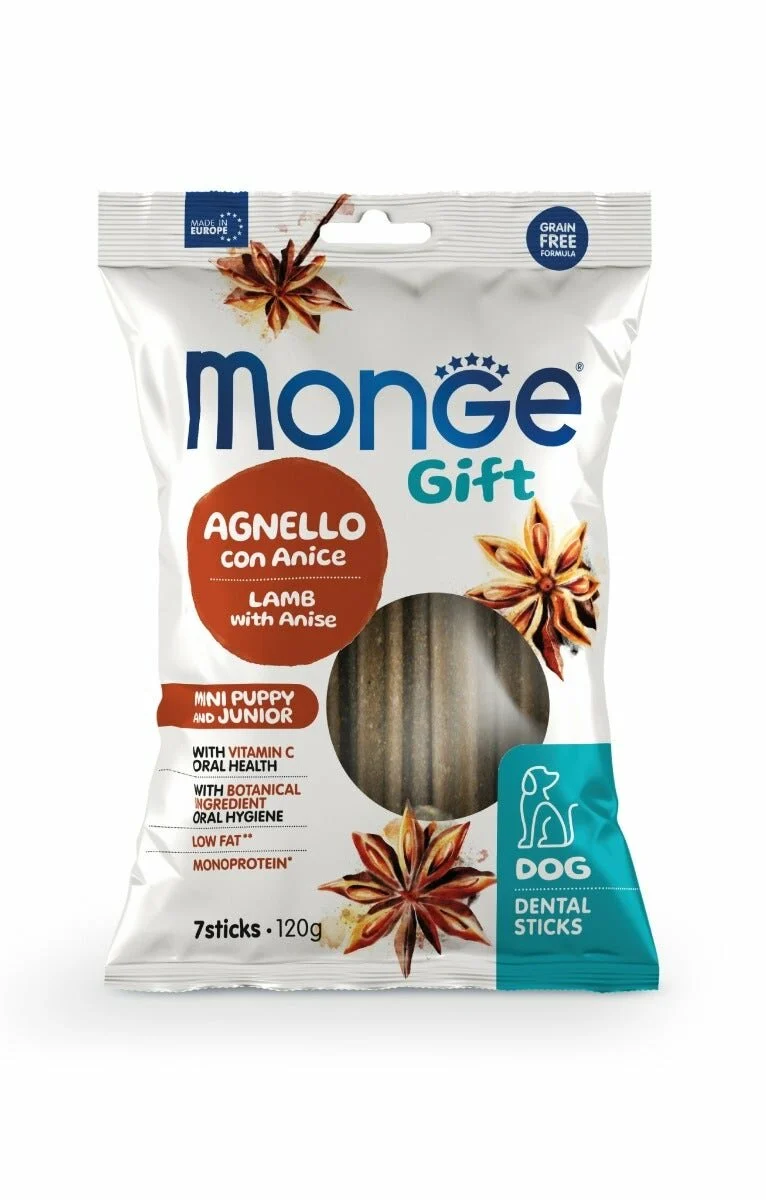Monge Dental Sticks Agnello Con Anice Per Cani Mini/Puppy/Junior 120g