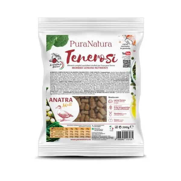 PuraNatura Tenerosi Anatra Cibo Secco Cani Adulti Sacco 200g