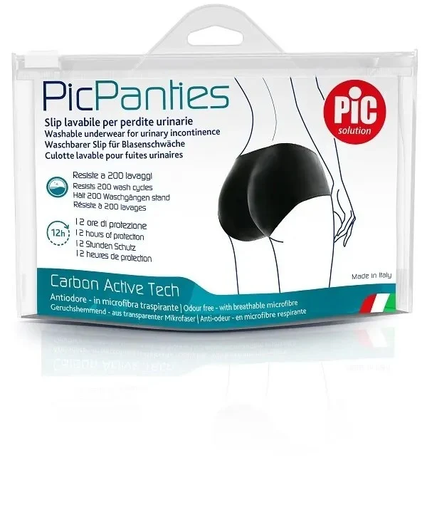 PicPanties Slip Lavabile per Perdite Urinarie Donna Livello 1 Nero Taglia L