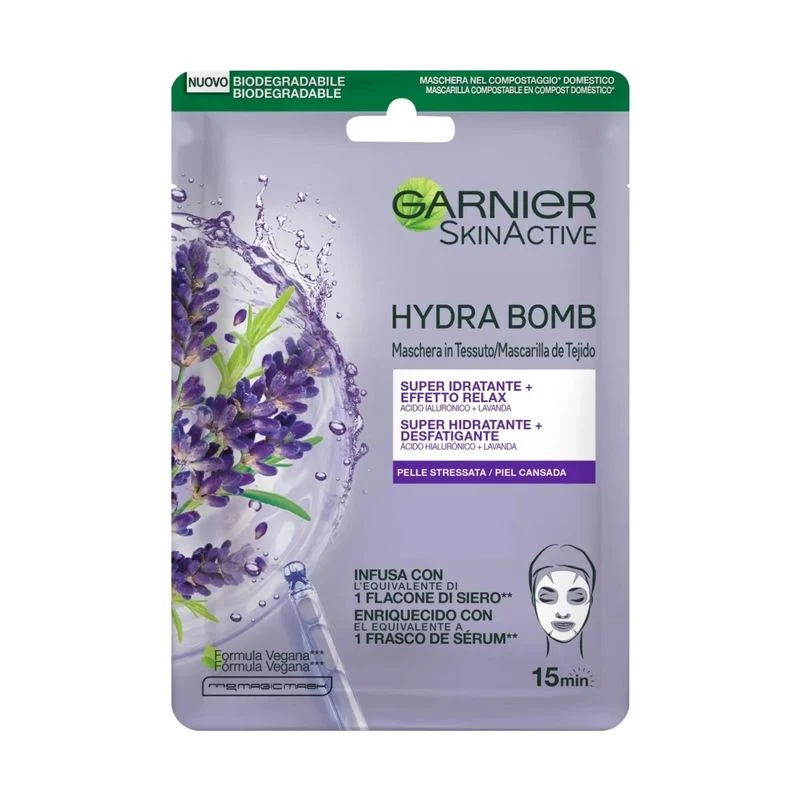 Garnier Hydra Bomb maschera in tessuto con Acido Ialuronico e Lavanda 1 pezzo