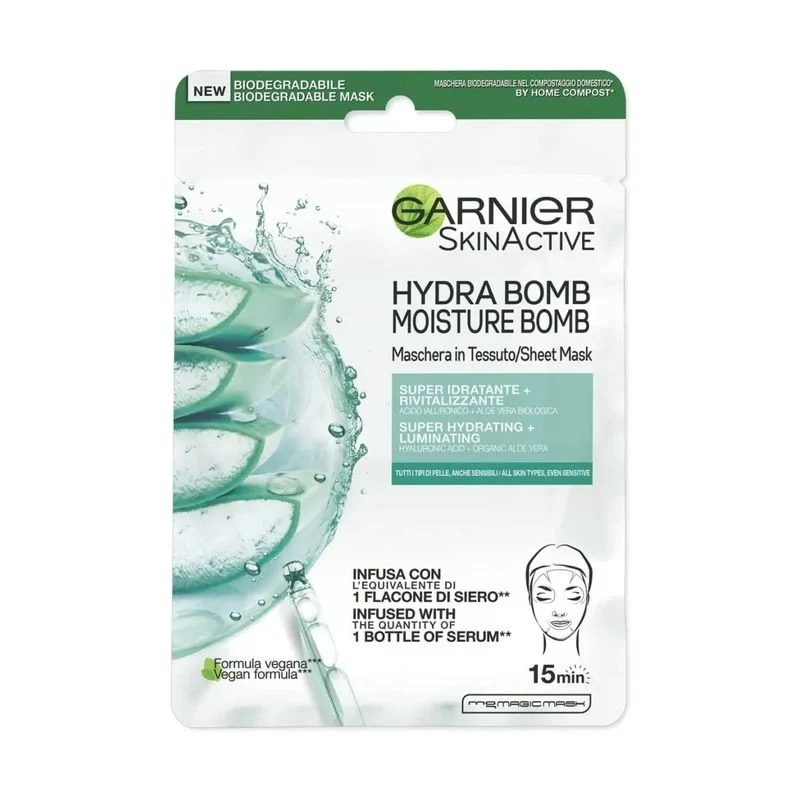 Garnier Hydra Bomb maschera in tessuto con Acido Ialuronico e Aloe Vera bio 1 pezzo