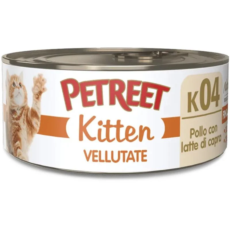 Petreet Vellutate Pollo Con Latte Capra Cibo Umido Gattino Barattolo 60g