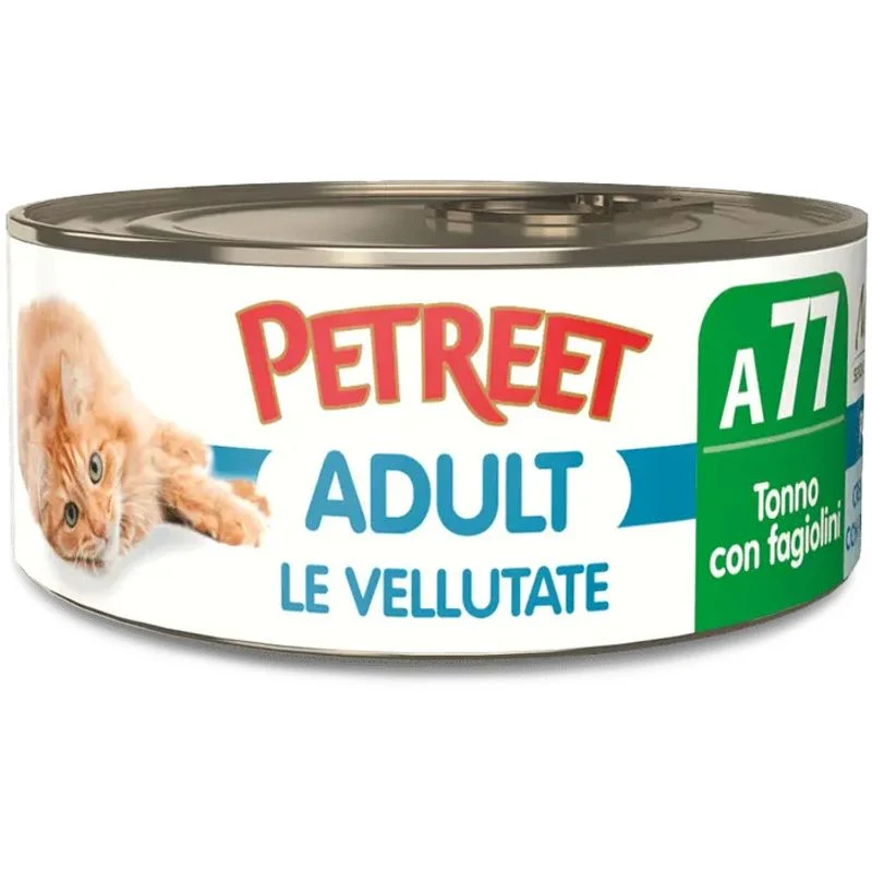 Petreet Vellutate Tonno Con Fagiolini Cibo Umido Gatto Adulto Barattolo 70g