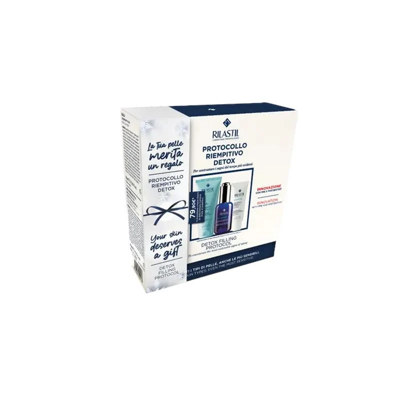 Rilastil Cofanetto Protocollo Riempitivo Detox Viso Aqua Detergente 50ml+Siero 30ml+Crema 15ml