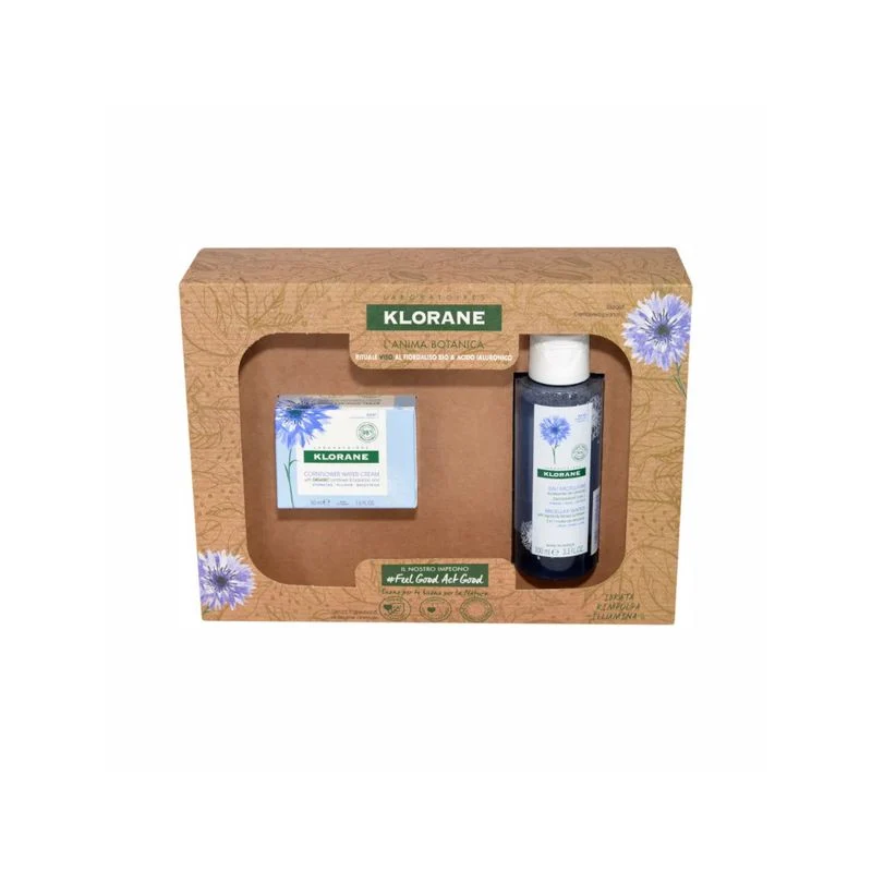 Klorane Cofanetto Rituale Viso Fiordaliso BIO e Acido Ialuronico crema 50ml + acqua micellare 100ml