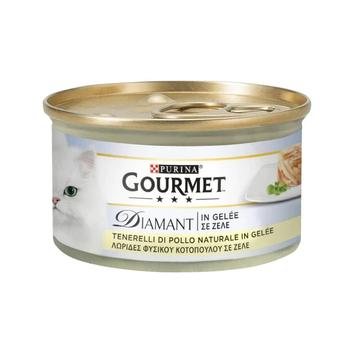 Purina Gourmet Diamant Tenerelli Di Pollo Naturale In GelÃ©e Per Gatti Lattina 85g