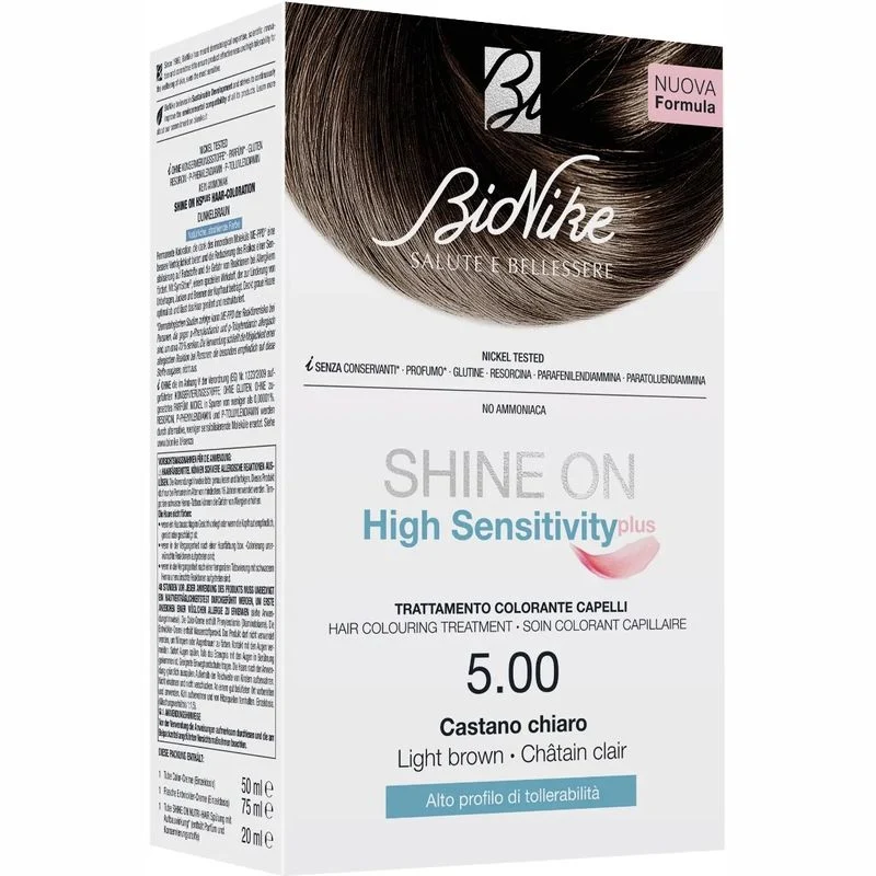 Bionike Shine On High Sensitivity Plus trattamento colorante per capelli 5.00 Castano Chiaro