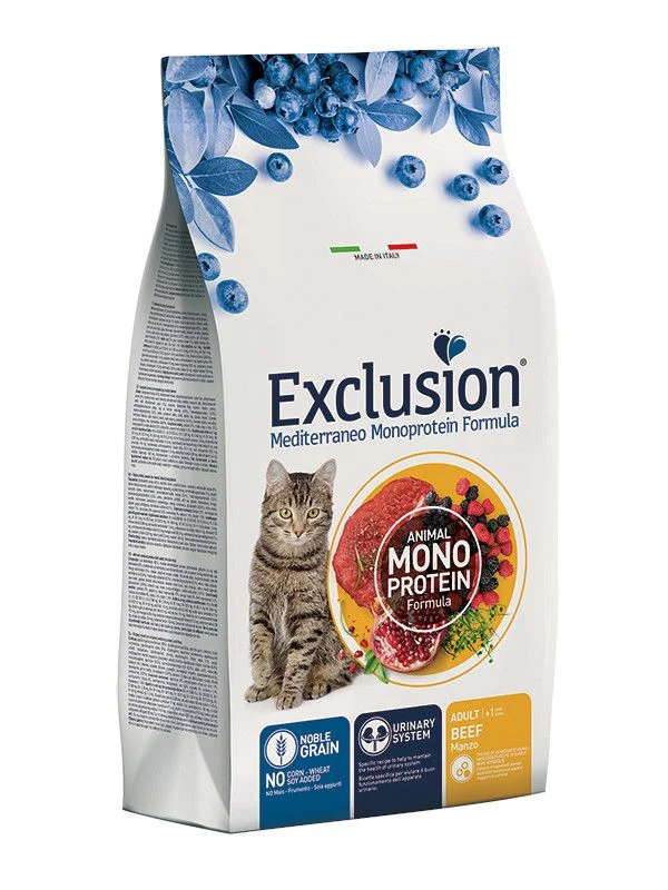 Exclusion Mediterraneo Monoprotein Noble Grain Crocchette Manzo Gatti Adulti Sacco 300g