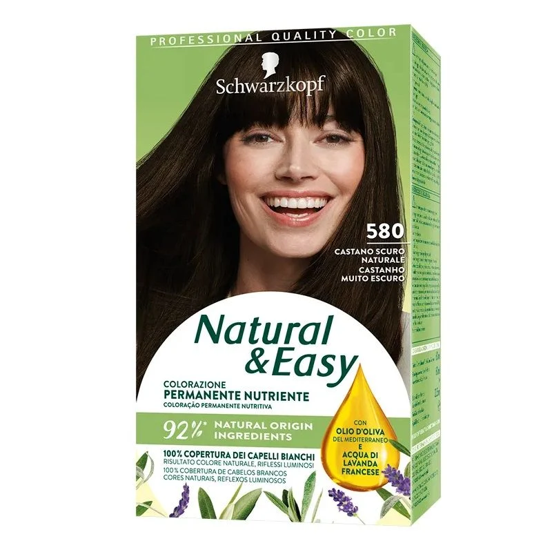 Schwarzkopf Natural & Easy colorazione permanente nutriente 580 Castano Scuro Naturale