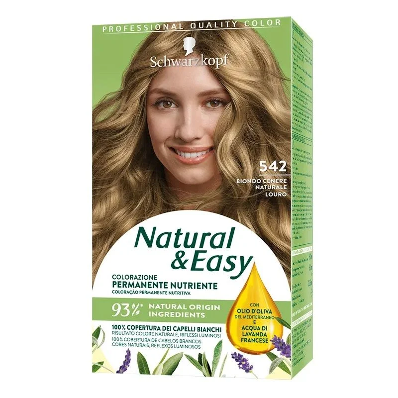 Schwarzkopf Natural & Easy colorazione permanente nutriente 542 Biondo Cenere Naturale