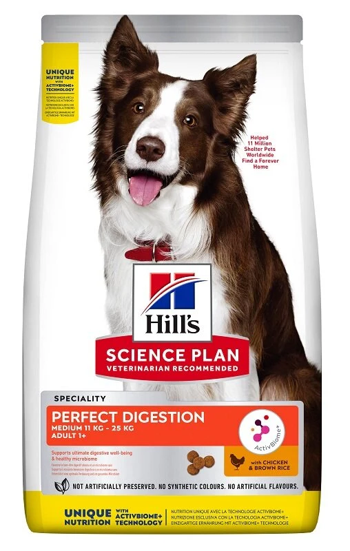 Hill's Science Plan Perfect Digestion Medium 11 Kg - 25 Kg Adult 1+ Chicken & Brown Rice 12kg