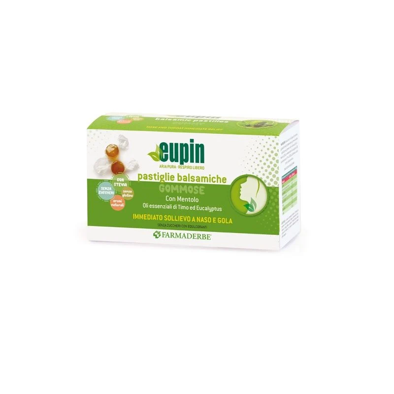 Farmaderbe Eupin Pastiglie Balsamiche per il benessere di naso e gola 80g