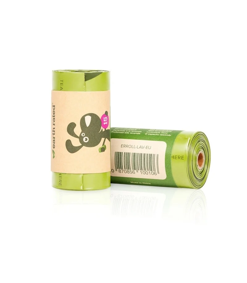 Earth Rated Sacchetti Biodegradabili Fragranza Lavanda 1 Rotolo x 15 Sacchetti